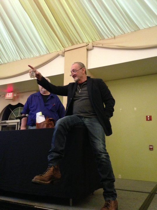 Robert Englund speaking with fans after his Q&A.
