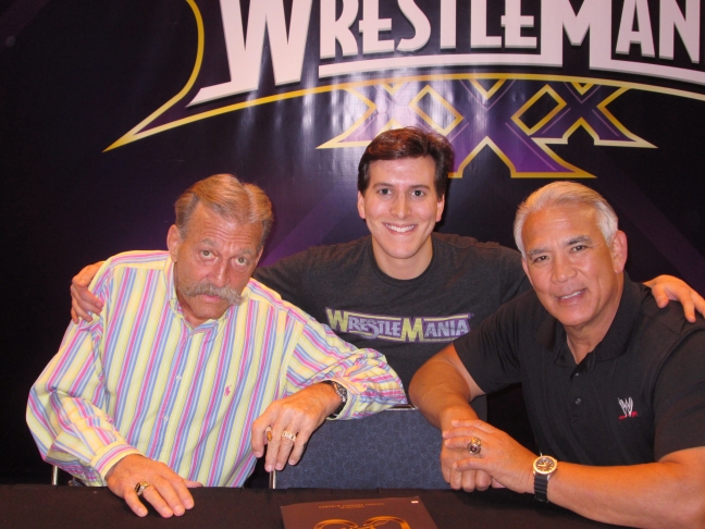 Meeting WWE Hall of Famers Paul Orndorff (left) and Ricky Steamboat (right). 